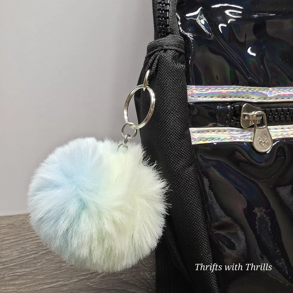 New Justice Yin-Yang Black/Holographic Silver Backpack With Keychain